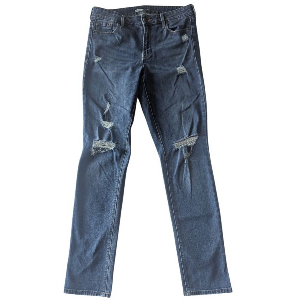 Old Navy Womens 6 Jeans Blue Tall Power Slim Distressed Stretch